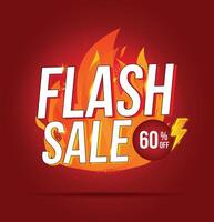 Flash Sale fire template concept on red and white background vector