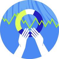 Business illustration. Hands show data illustration for startup and presentation. vector
