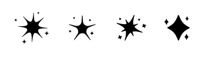 Black sparkle collection. Signs of shining and twinkling start. vector