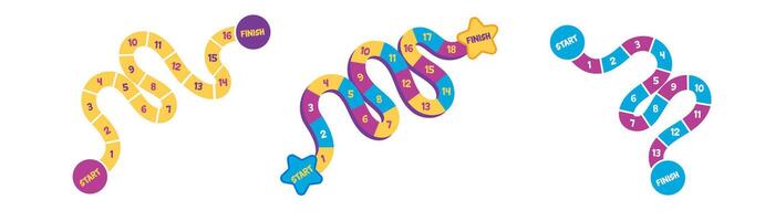 Snake board game for kids. Funny platform game in cartoon style with numbers. vector