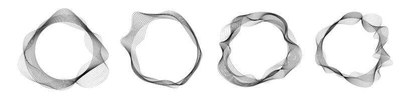 Abstract futuristic circle. Set of minimalistic black flow. vector
