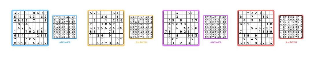 Sudoku boar intellectual game with numbers. Education game for brain activity. vector