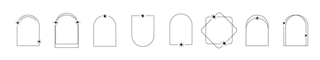 Magical star frame collection outline. Border with space elements. Frameworks with solar vector
