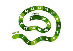 Snake board game for kids. Funny platform game in cartoon style with numbers. vector