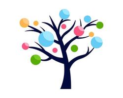 Decision tree icon with colorful circles on branch. vector