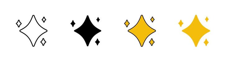 Black and yellow sparkle collection. Signs of shining and twinkling start. vector