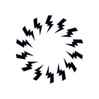 Black bolt zap circle frame. vector