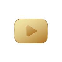 Golden play 3D button. Gold square play. vector