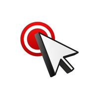 White cursor for computer click on red button. vector