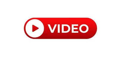 Play button banner icon. Red play button. vector