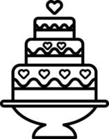 A three layer cake with hearts on it vector