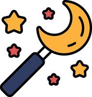 A blue and yellow wand with a star on it vector
