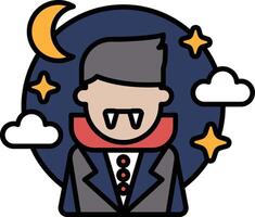 A vampire with a cape and glasses is standing in front of a moon vector