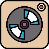 A stylized image of a CD player with a red button on the top right vector