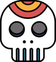 A skull with a red and yellow design on it vector
