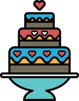 A three layer cake with hearts on it vector