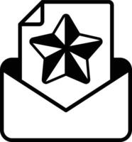 A star is on a piece of paper that is inside an envelope vector