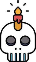 A skull with a candle on top of it vector