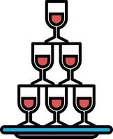 A stack of wine glasses on a plate vector