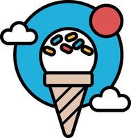 A blue and white ice cream cone with sprinkles on top vector