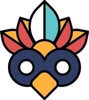 A colorful bird mask with a feathery head vector