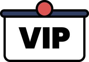 A white background with a red circle and the word VIP written in black vector