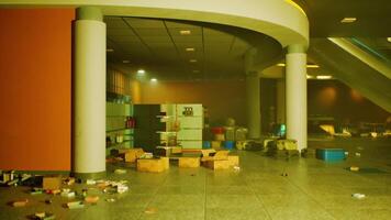 Thieves wreak havoc in a store, leaving chaos and destruction behind at night video