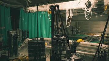 Scientific equipment in a secret laboratory bunker during an ongoing experiment video