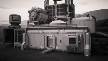 Colonist base established on a distant planet during twilight hours video