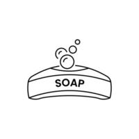 soap bar and bubble line icon vector