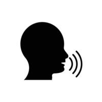 Speak icon, talk or talking person sign, speech icon for interview, interact and talks controls, man with open mouth vector
