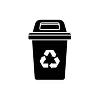 Trash can icon with recycle sign. Garbage bin or basket with recycling symbol. illustration. vector
