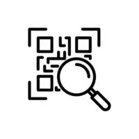 qr code with magnifier icon, line sign - illustration vector