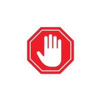 Red stop hand sign, stop hand printable design, isolated on white background. Traffic regulatory warning stop symbol. illustrationWeb vector
