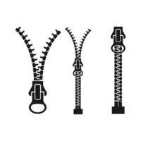 Zipper. Closed and open zip icon set. illustration vector