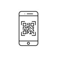 scan qr code icon, barcode scanner, phone app, thin line web symbol on white background vector