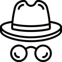 Black line icon for hat and glasses vector