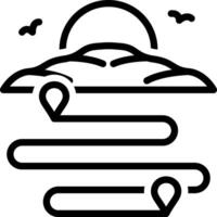 Black line icon for route vector