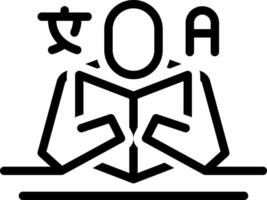 Black line icon for language learning vector