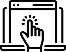 Black line icon for interaction vector