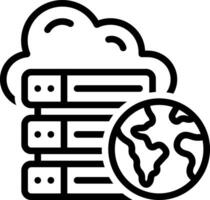 Black line icon for web server vector