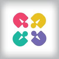 Unique colorful puzzle piece teamwork design. Company, success and corporate company design. vector