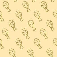 fried chicken pattern background. Fried chicken doodle pattern. fast food background. Chicken leg seamless pattern. Chicken drumstick pattern. fried chicken seamless pattern background. vector