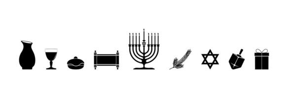 Hanukkah line icons set. vector