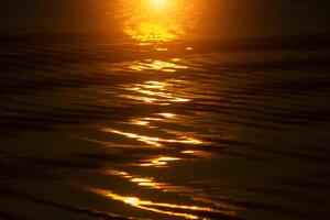 Defocus Water surface images reflect the sunlight at the lake in golden time photo