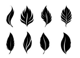 Silhouette of a feather against a plain backdrop. vector