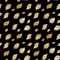 Golden leaves scattered on a black background creating a striking visual pattern perfect for autumn-themed designs vector