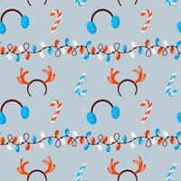 A pattern with candy canes and reindeer vector