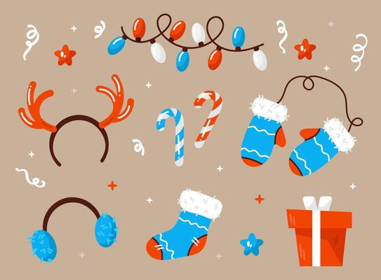 Set of christmas elements