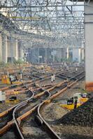 Close up of railway track photo